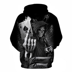 Skull Game Over in Spades 3D Hoodie