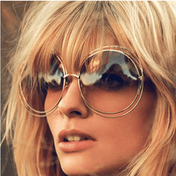 Round Oversized Doube Rim Retro Sunglasses