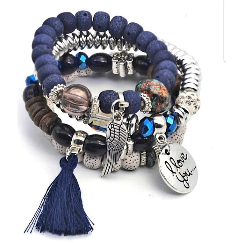 Charm Beaded Bracelet with Tassel