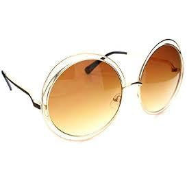 Round Oversized Doube Rim Retro Sunglasses