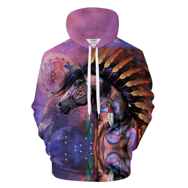 Vintage Tribal Horse 3D Hoodie