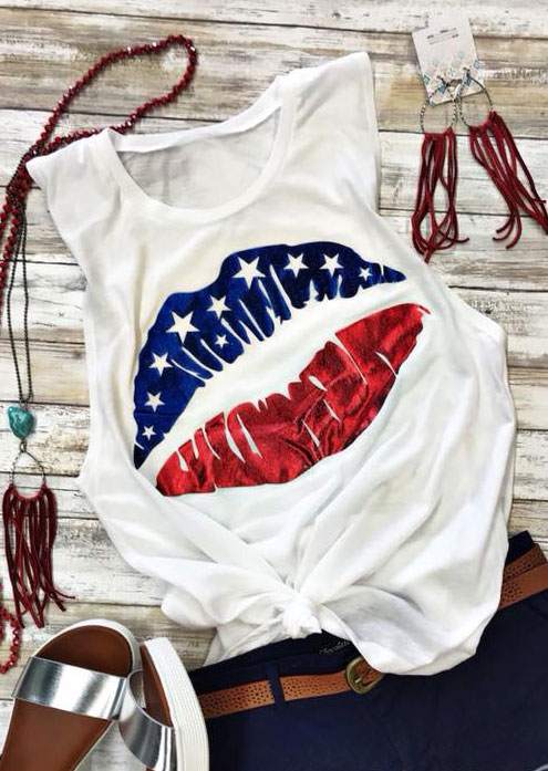 American Flag Lips Tank Top