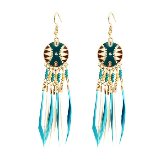 Bohemian Boho Ethnic Feather Style Earrings