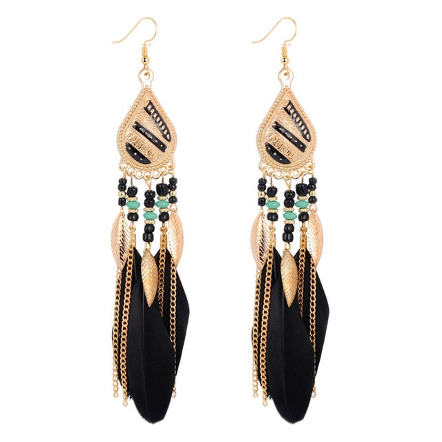 Bohemian Boho Ethnic Feather Style Earrings