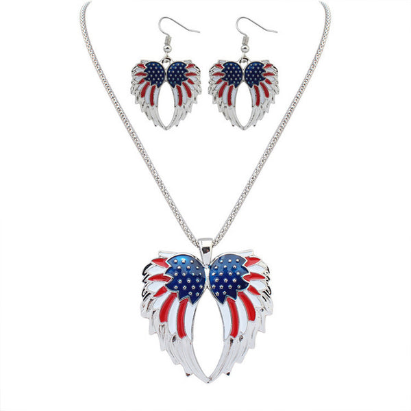 Independence Day Patriotic Wings Charm Jewelry Set